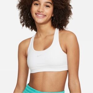 Nike New Big Girls Swoosh Sports Bra in White NWT